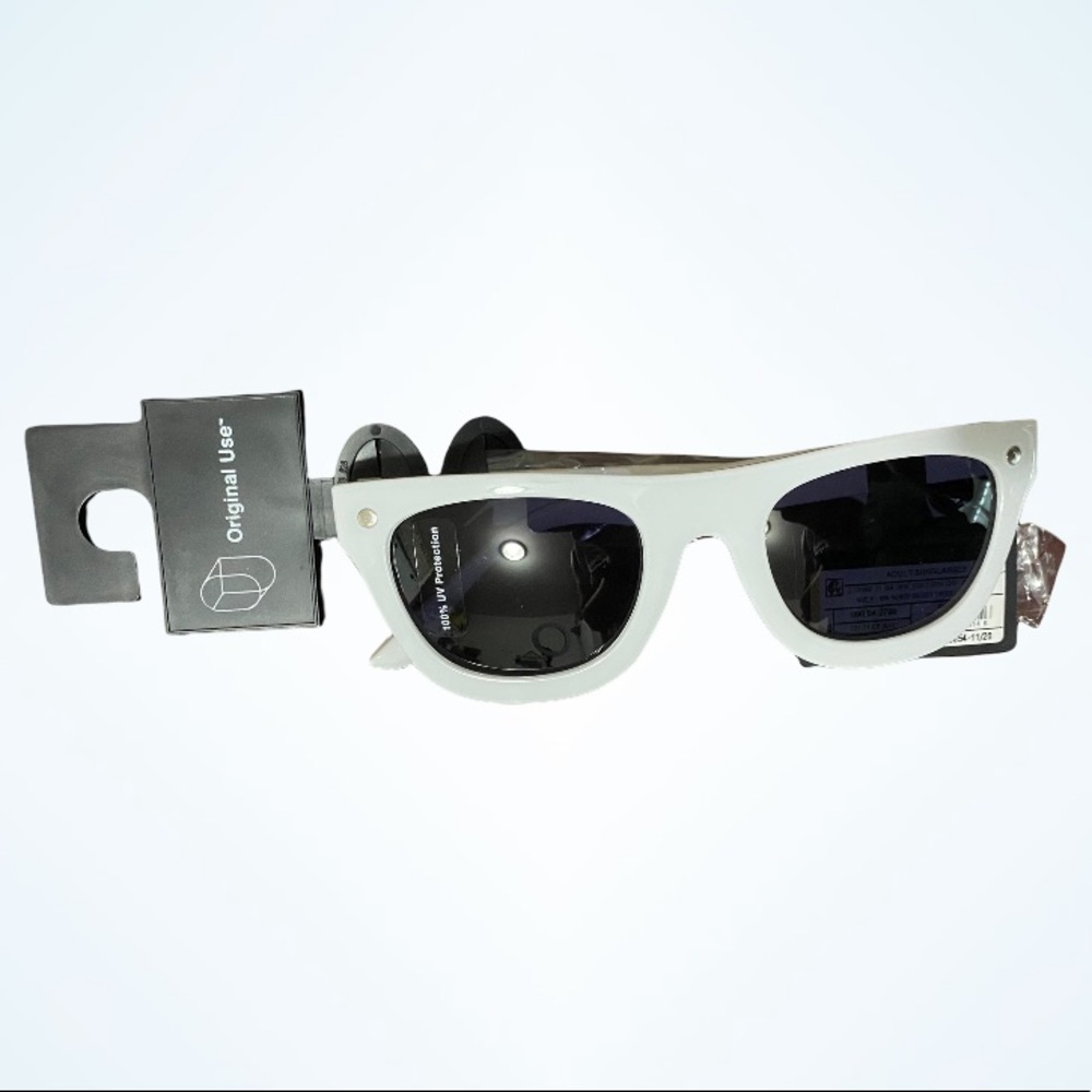Original Use Thick White Rim Sunglasses Unisex NEW
